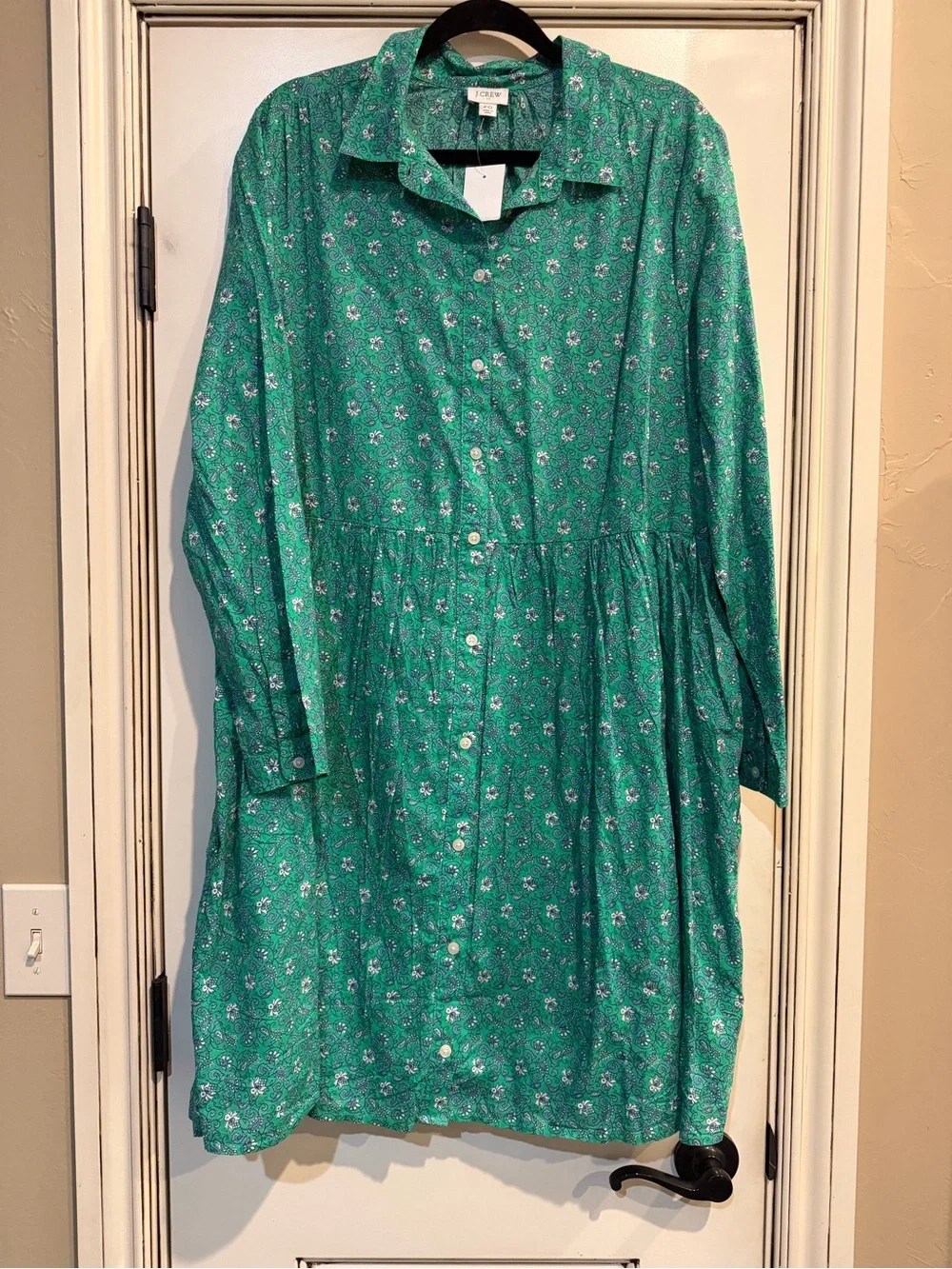 Two J.Crew Factory Printed Cotton Mini Shirt-Dress